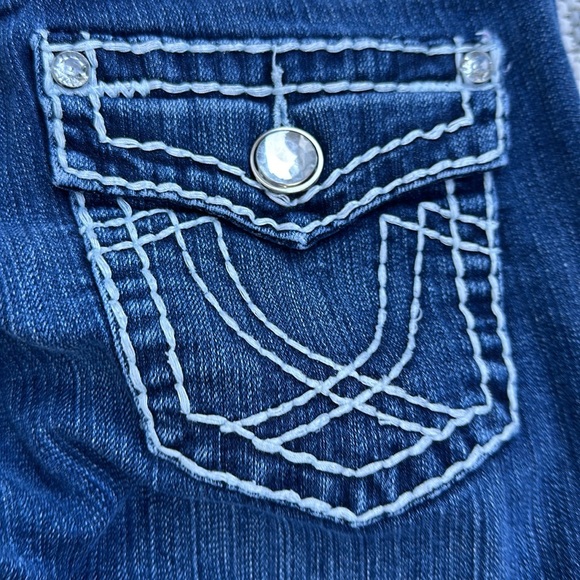 LA idol Y2K ladies western  7 boot cut Jean with bling pockets thick thread - Picture 11 of 16